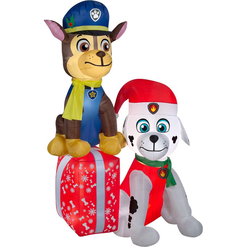 Gemmy Christmas Airblown Inflatable Paw Patrol on Presents Scene Nick, 7 ft Tall, Multicolored