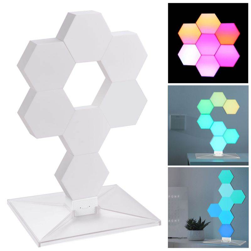 Yescom 7 Packs Hexagonal Smart Light Modular LED Voice Control WIFI Decor Bar Bedroom