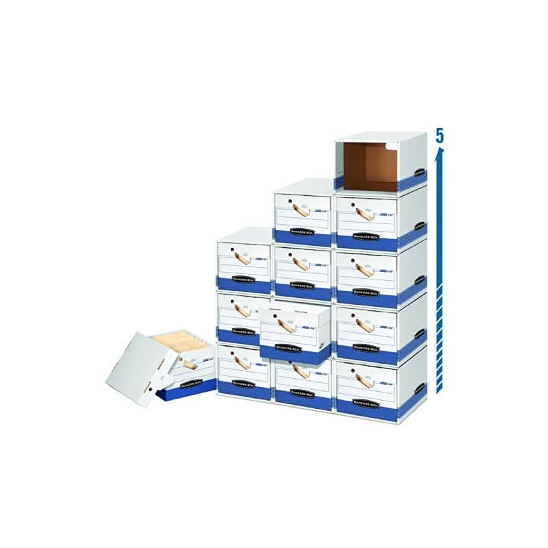 PRESTO Heavy-Duty Storage Boxes with Ergonomic Handles, Instant Assembly, Lift-Off Lid, Letter/Legal, Case of 12 (0063601)