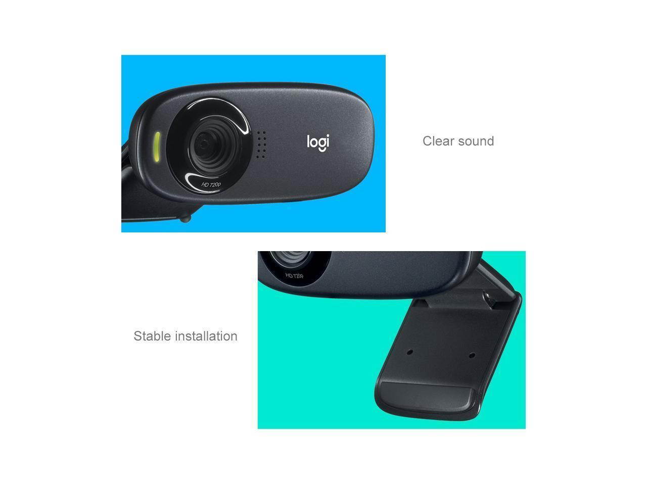 Logitech C310 HD Webcam 720P Webcam Noise-Reducing Mic Clip Window 7 8 10