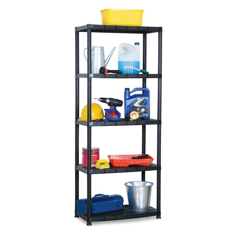 Ram Quality Products Platin 15 inch 5 Tier Plastic Storage Shelves, Black