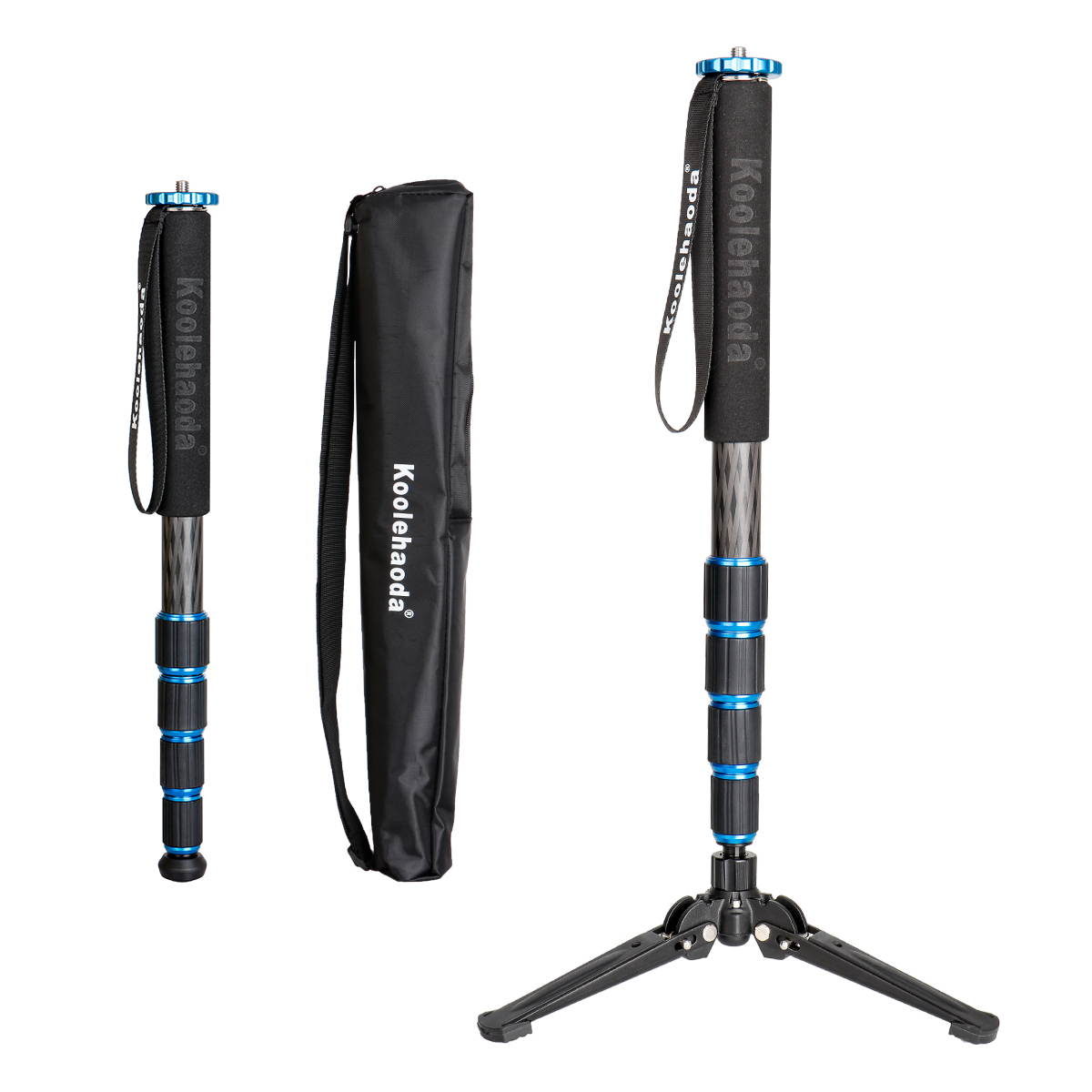 koolehaoda 68-Inch Professional Carbon Fiber Camera Monopod,with Folding Metal Support Base(MP-285LC+M3)