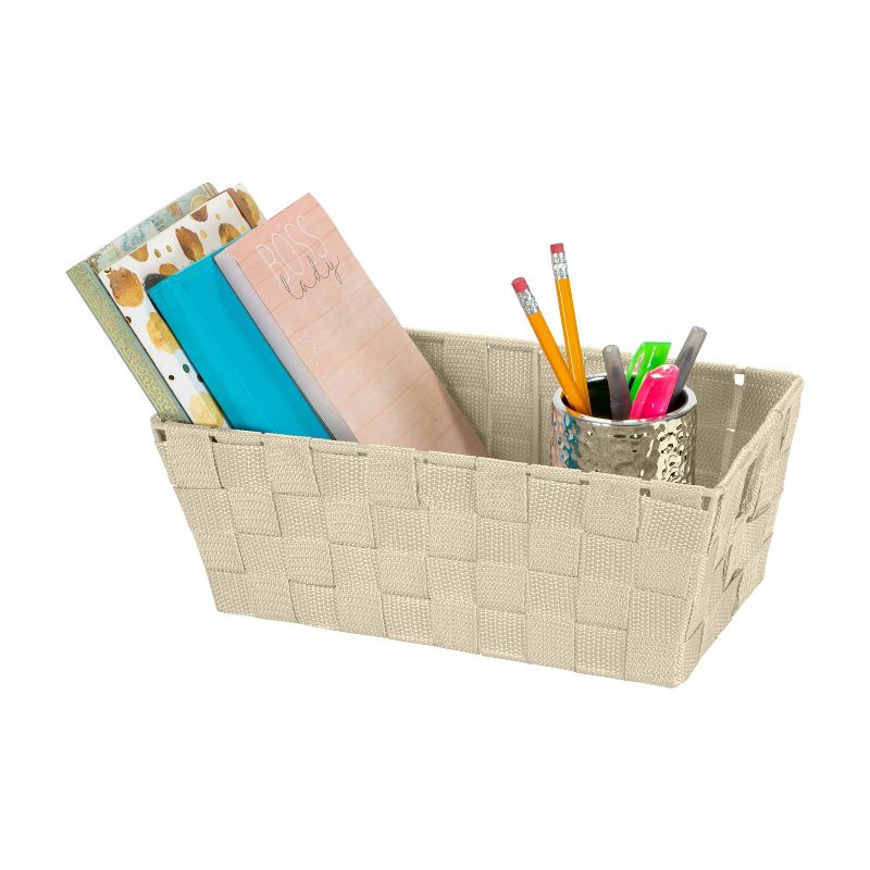 Simplify Small 6.5" Woven Strap Storage Bin Ivory