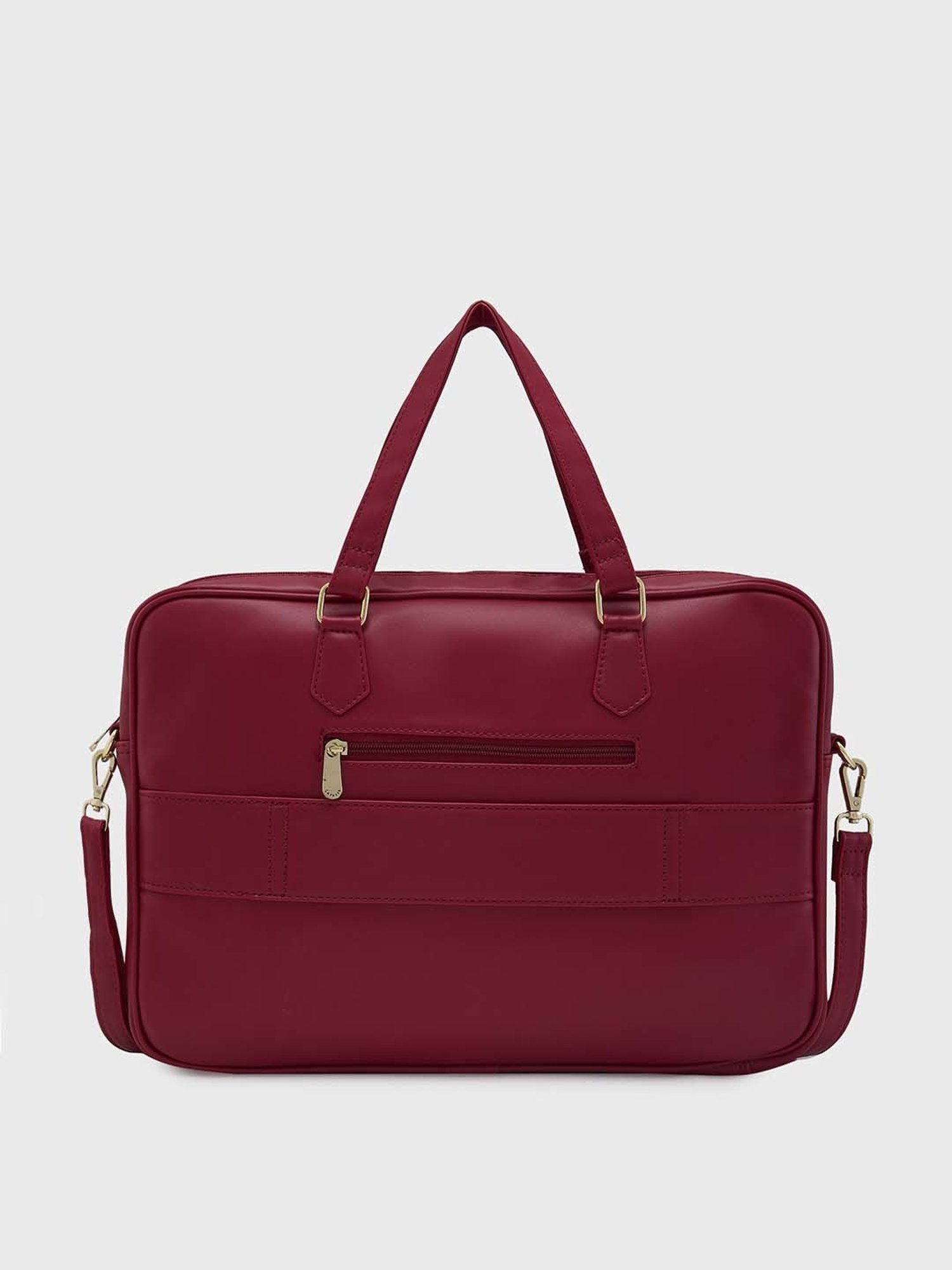 Caprese DORA Maroon Faux Leather Large Laptop Messenger Bag