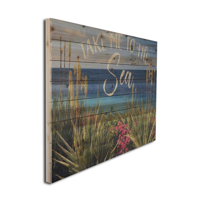 24" x 36" Take me to the Sea Print on Planked Wood Wall Sign Panel - Gallery 57
