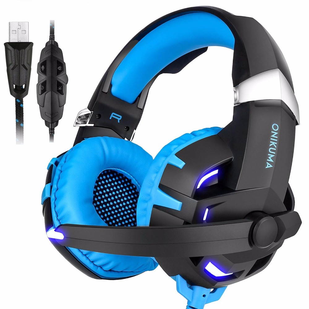 ONIKUMA K2 Gaming Headset 7.1 Channel Sound Stereo Casque Gaming Headphone with Mic LED Light for PS4 PC Laptop Computer