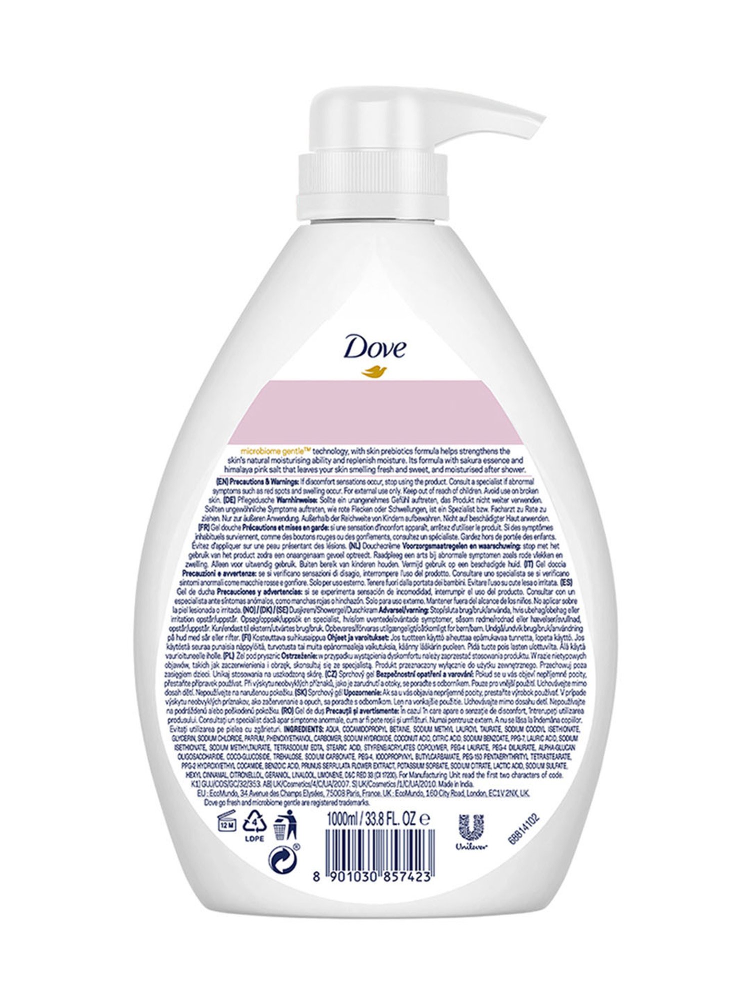 Dove Go Fresh Refreshing Sakura Blossom & Himalayan Pink Salt Body Wash with Pump Bottle - 1000 ml