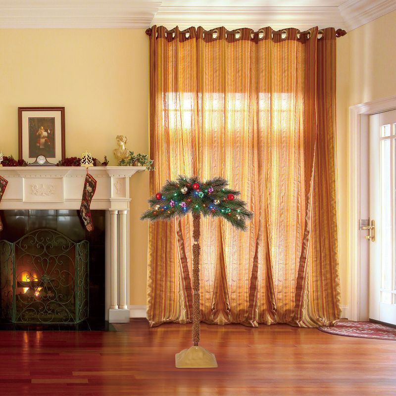 Home Heritage 5 Foot Christmas Fake Palm Tree Prelit with Multi Color LED Lights