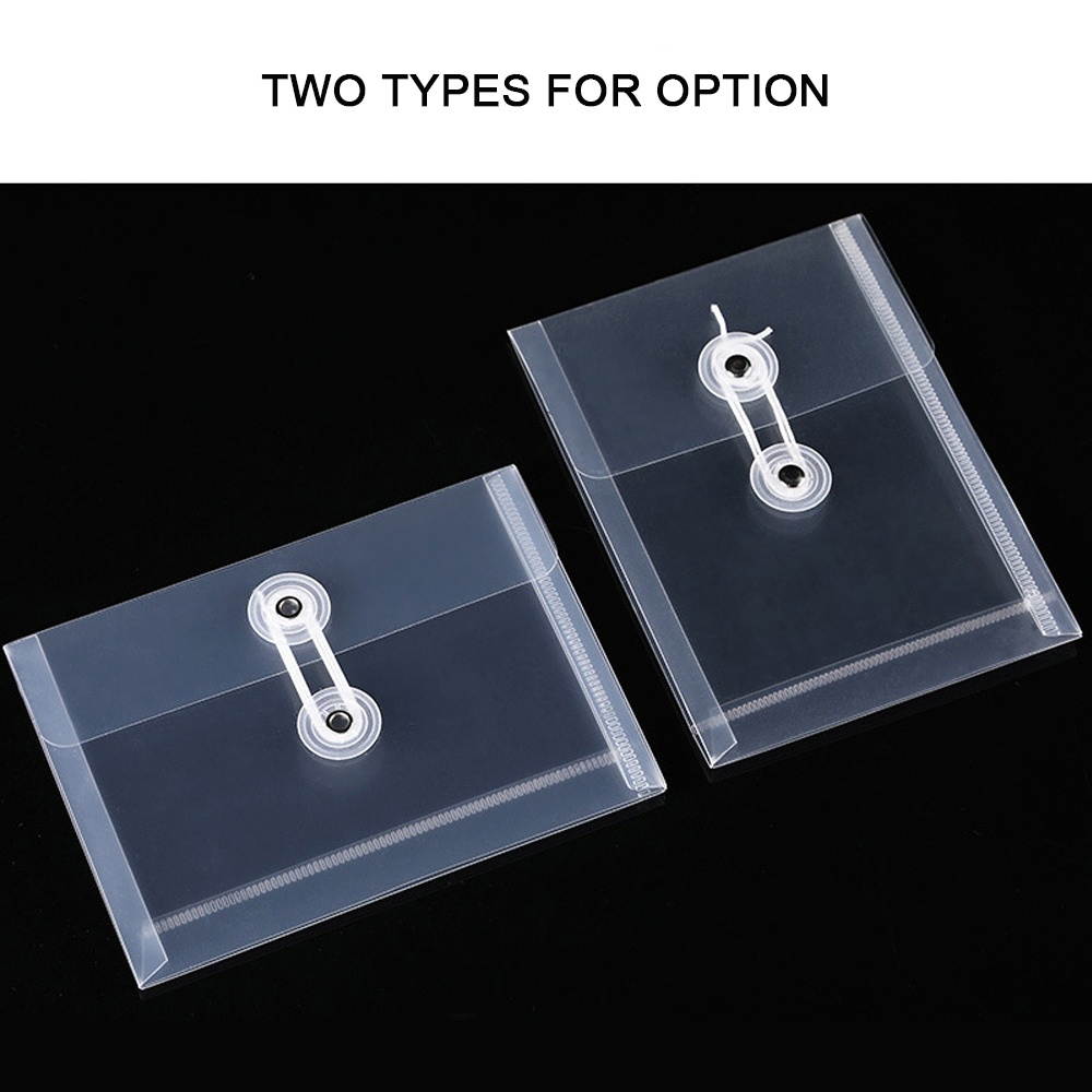 A6 Transparent File Document Bag Pouch Plastic Envelope Mini Storage Organizer with Button & String Tie Clouse for Home Office School Use
