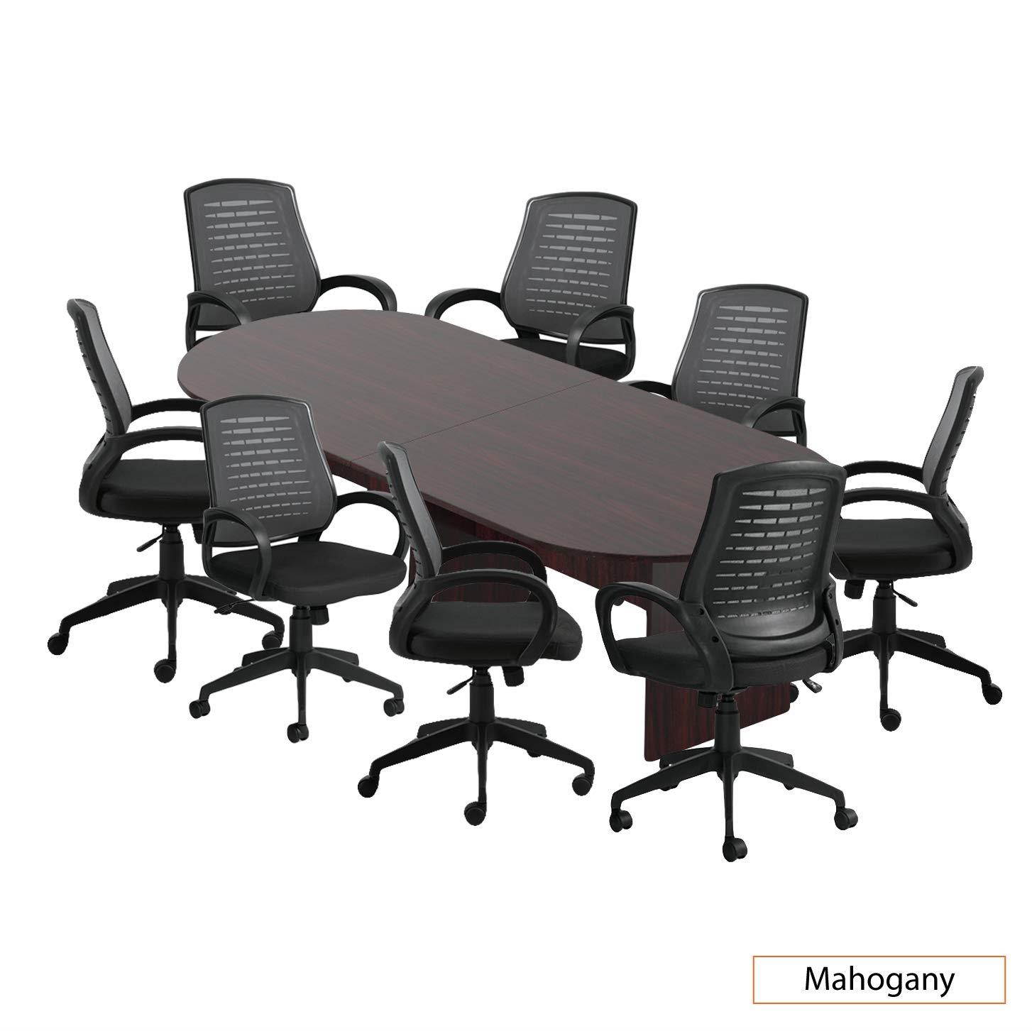 GOF 10FT Conference Table (Mahogany) Set with Multifunctional Ergonomic Conference Task Chair (8XG10902B)