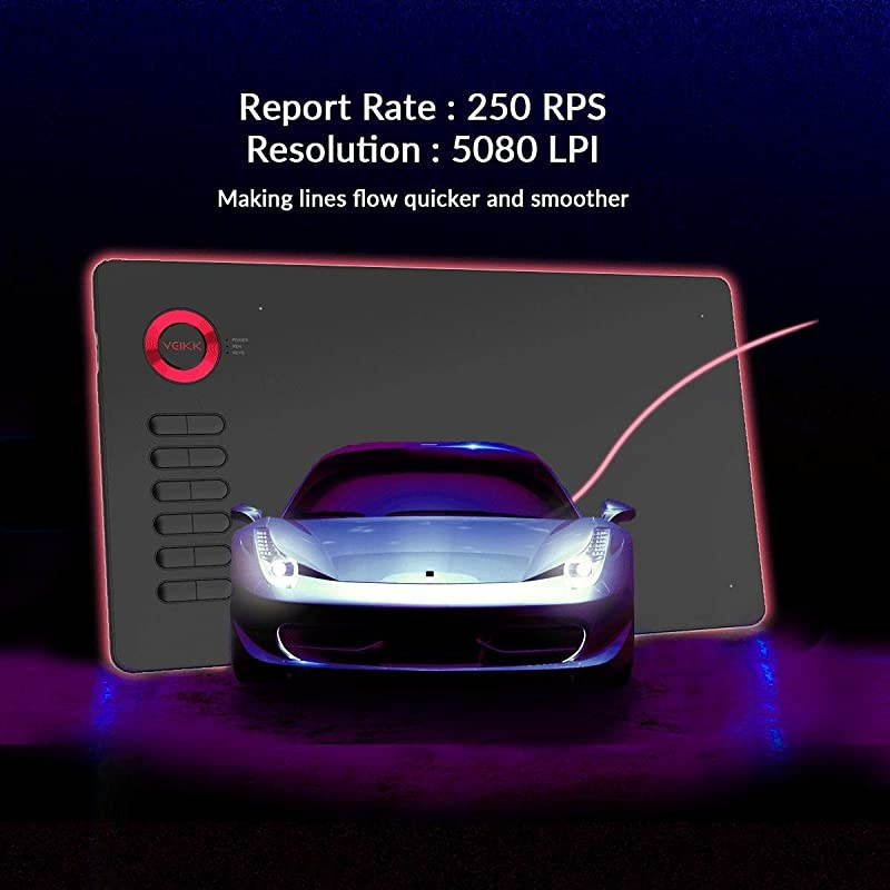 Graphics Drawing Tablet  A15 10x6 Inch Digital Drawing Tablet with Battery-Free Passive Stylus and 12 Shortcut Keys,20 Nibs and 1 Artist Glove (8192 Levels Pressure)