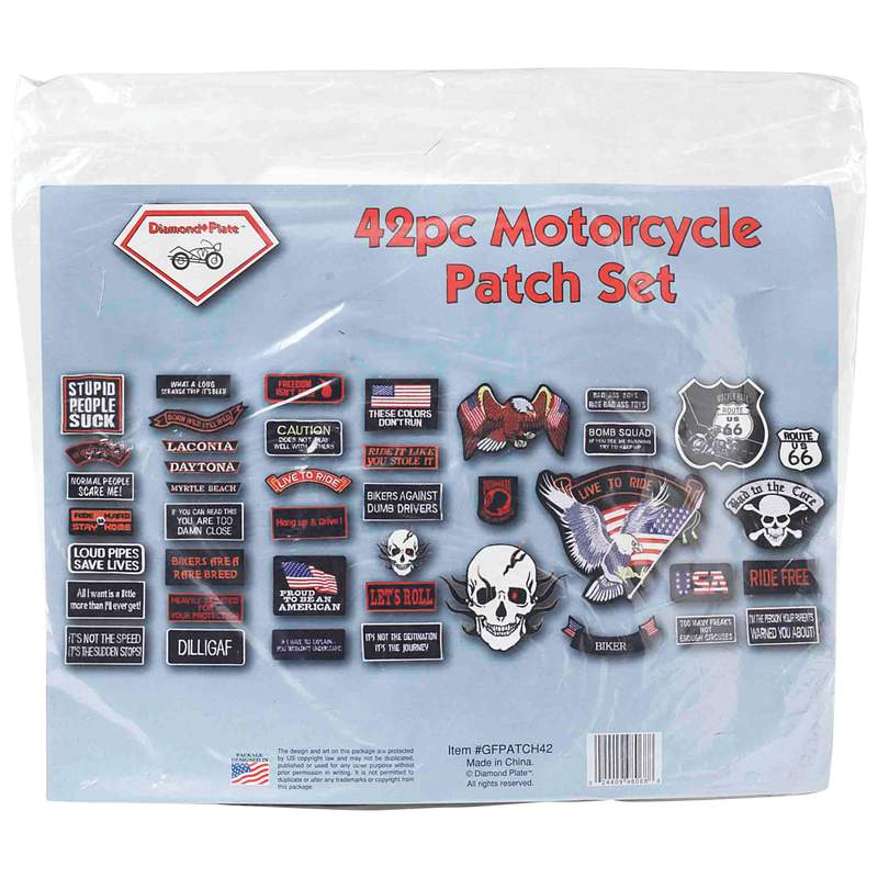 Diamond Plate™ 42pc Embroidered Motorcycle Patch Set