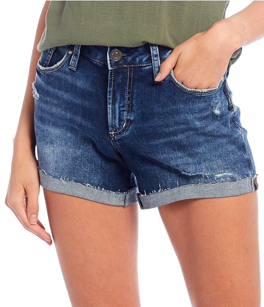Celebrity Pink High Rise Destructed Frayed Hem Denim Shorts