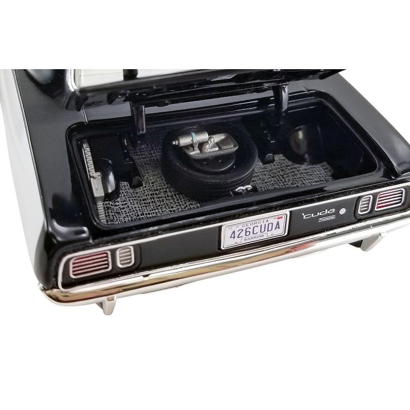 1971 Plymouth Hemi Barracuda Black with White Stripes Limited Edition to 732 pieces Worldwide 1/18 Diecast Model Car by ACME