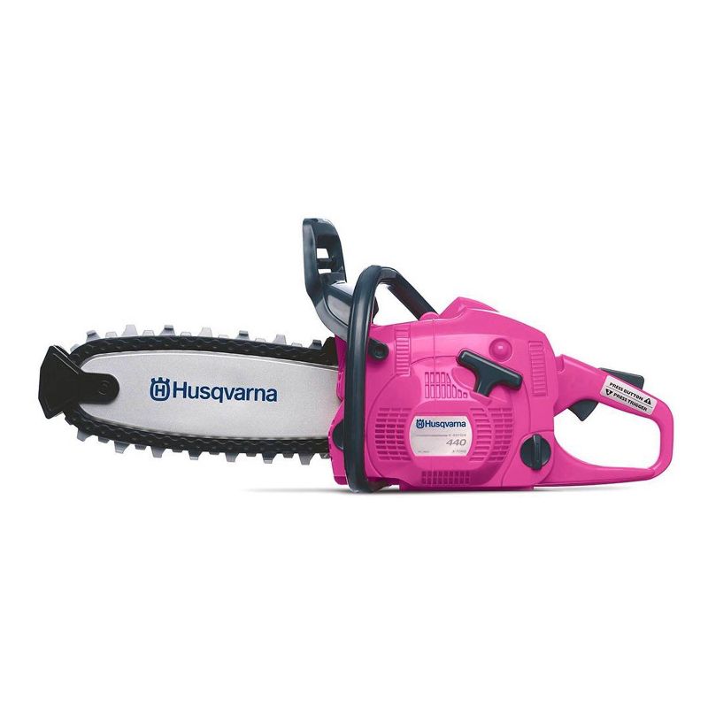 Husqvarna Kids Battery Operated Rotating Chain Play Toy Chainsaw, Pink & Orange