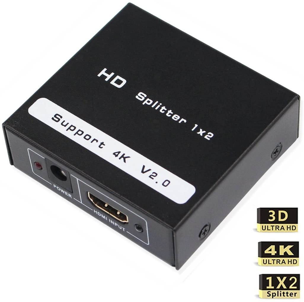 Wiistar HDMI 2.0 Splitter Converter 1x2 Ver 2.0 Certified 4kx2k/60Hz for Full HD 1080P & 3D (One Input to Two Outputs)