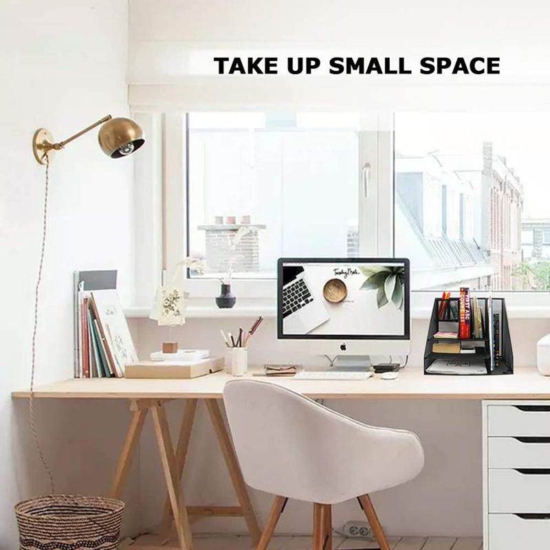 Bonsaii Mesh Desk Organizers with Pen Holder, Office Supplies Desk Accessories with 8 Compartments for Home and School, Black (W6002)