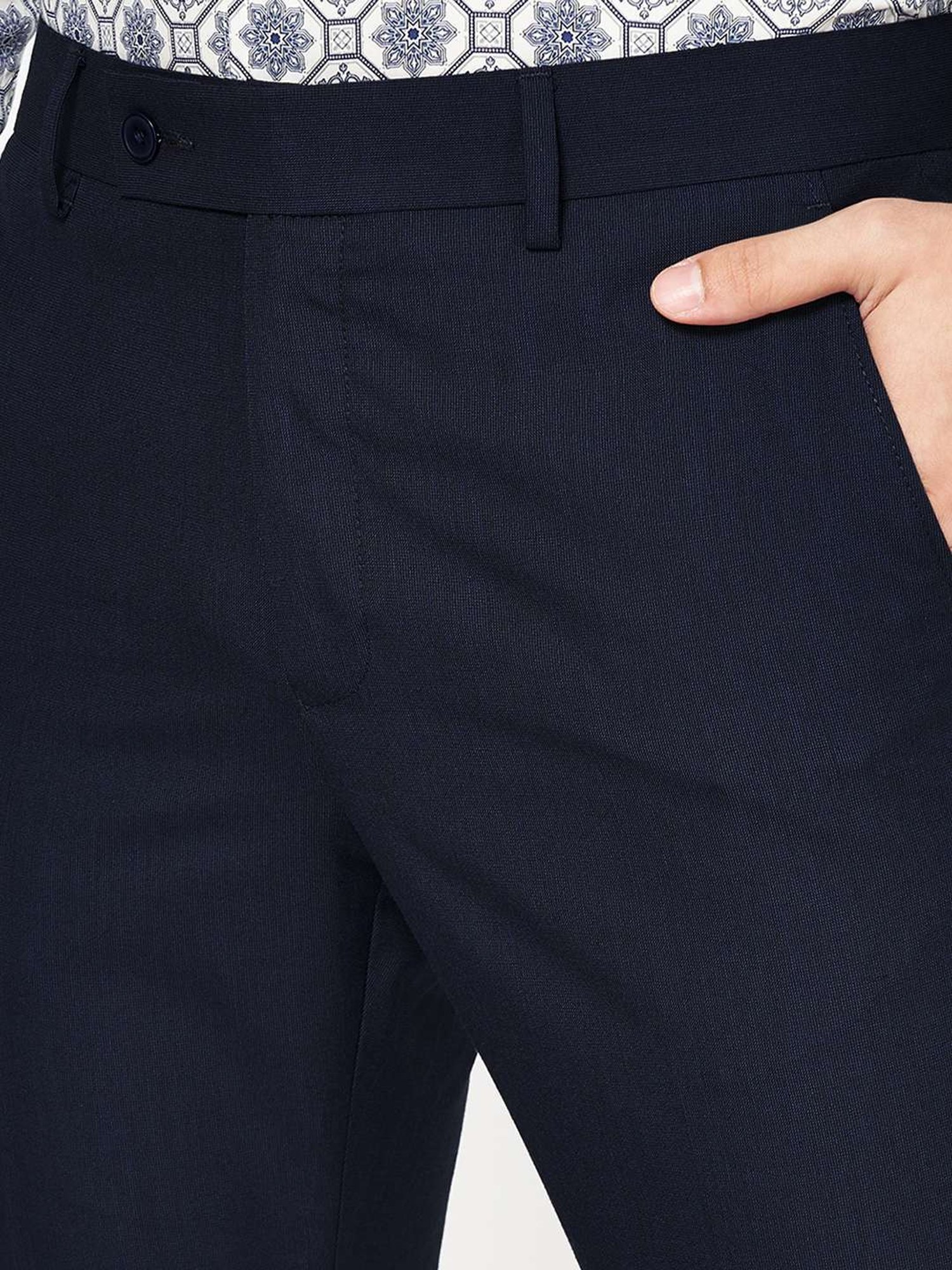 Byford By Pantaloons Navy Slim Fit Trousers