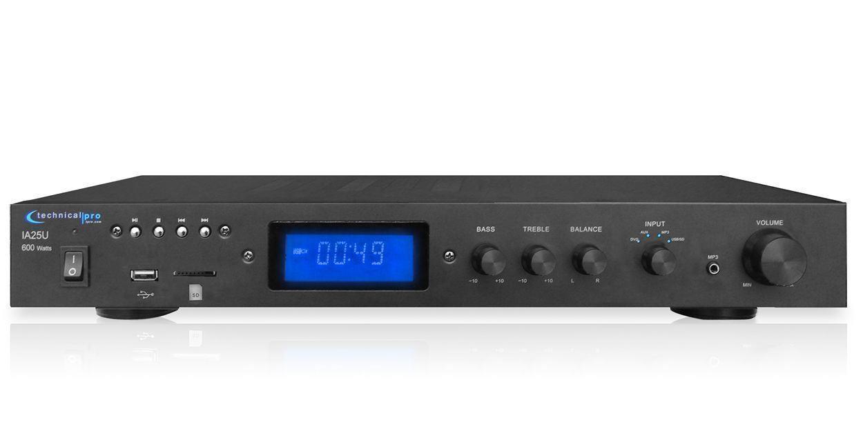 Technical Pro IA25U Integrated 600 Watt Power Amplifier w/ USB + SD Card Inputs