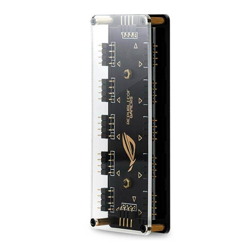 12V 4-pin RGB 10 Ports Hub Splitter, AURA SYNC RGB Adapter for Motherboard RGB LED Strip Lighting,Fans & Cooler, with 1.6FT Extension Cable