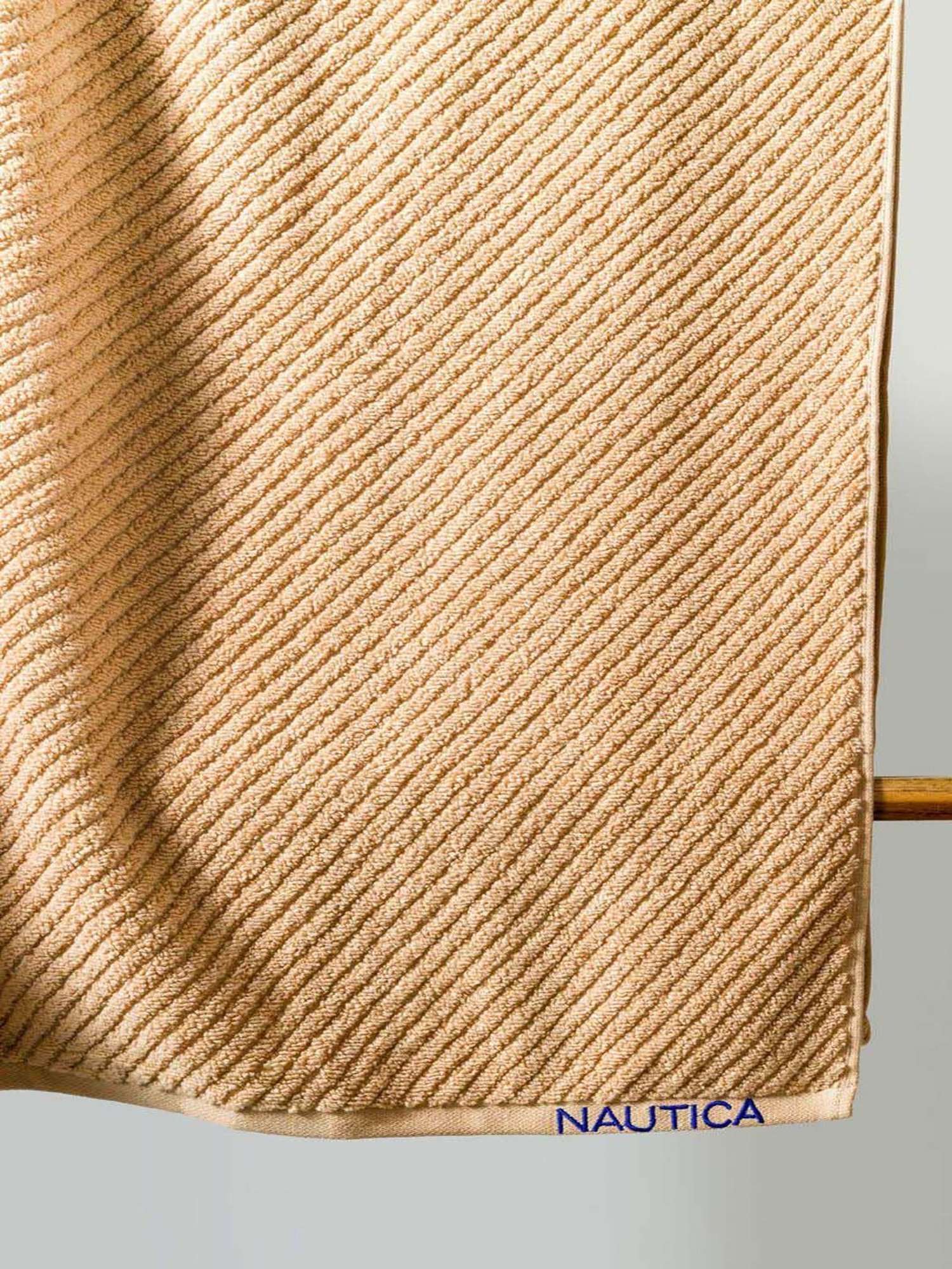 Nautica Cross View Wheat Cotton 600 GSM Fluffy Zero Twist Bath Towel - Set of 2