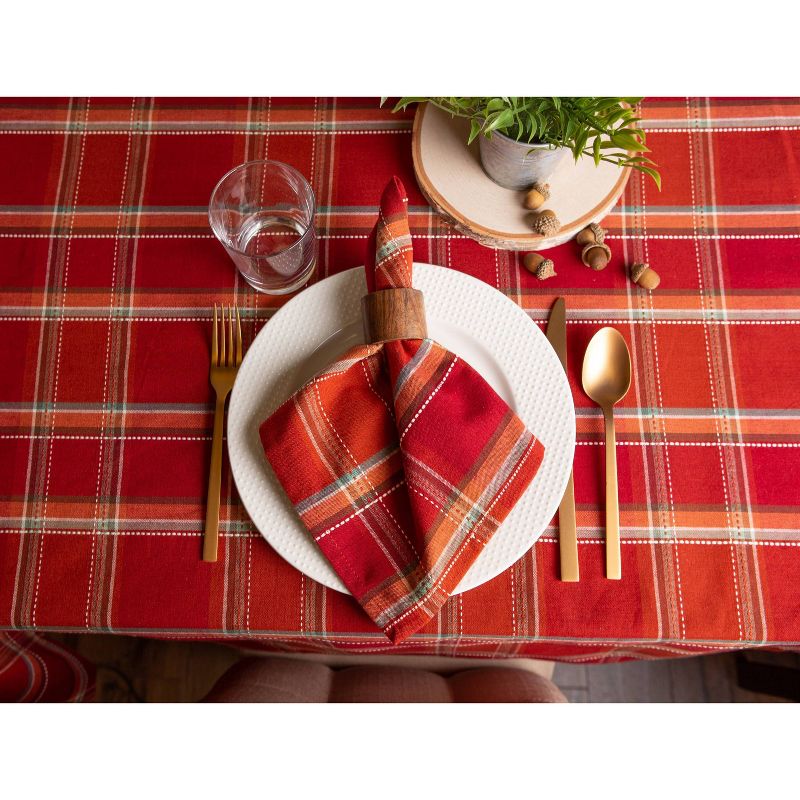 Embroidered Fall Leaves Bordered Tablecloth Set Natural - Design Imports