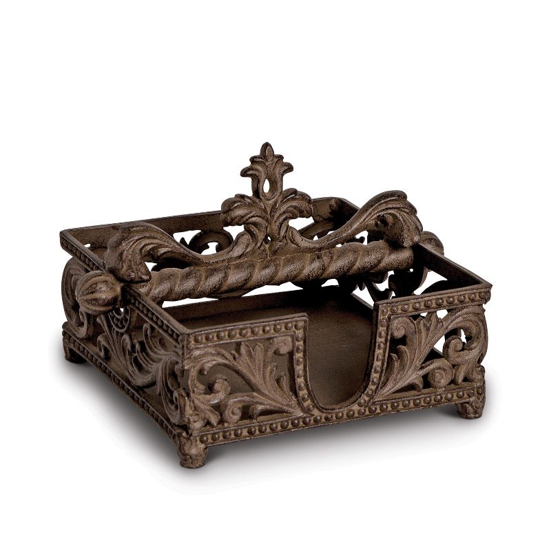 GG Collection Acanthus Leaf Brown Cast Metal  Napkin Holder