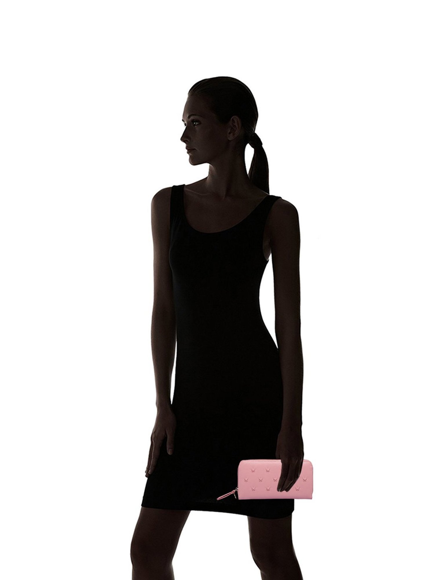 Caprese Star Pink Textured Zip Around Wallet for Women