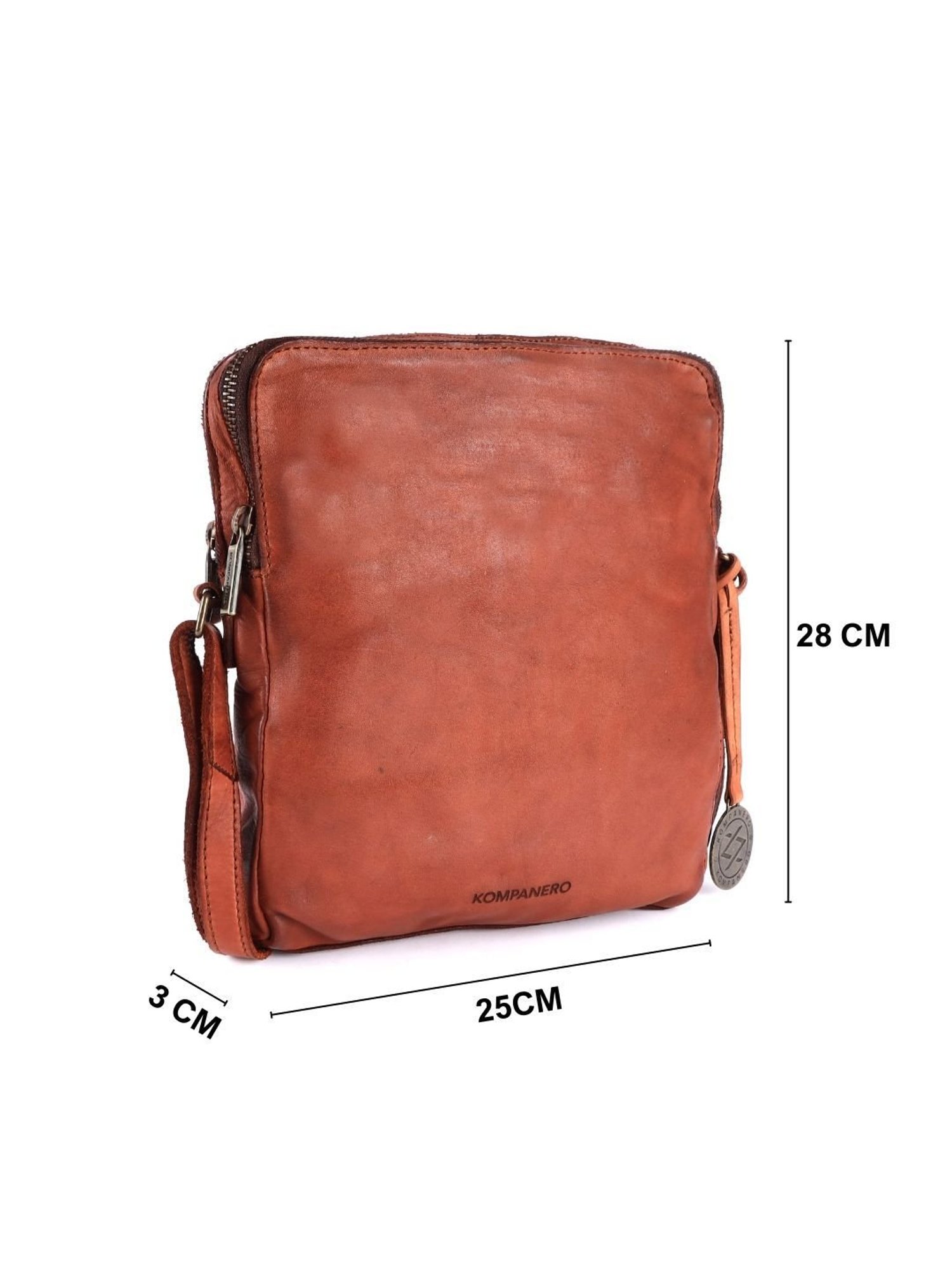 HiLEDER Brown Textured Small Leather 12 inch Cross Body Bag