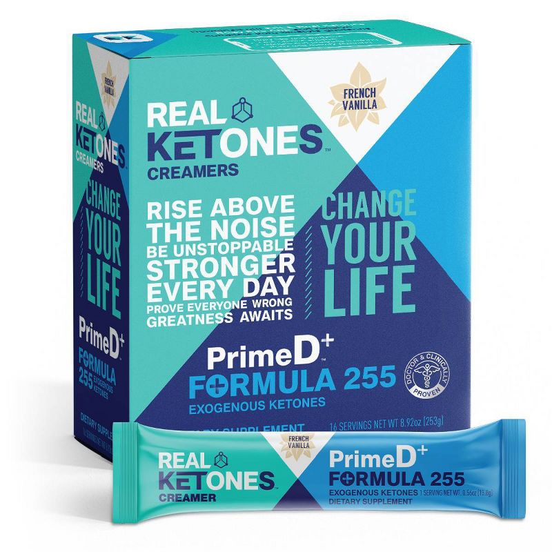 Real Ketones Keto Coffee Creamers with with D-BHB Exogenous Ketones - French Vanilla - 16ct