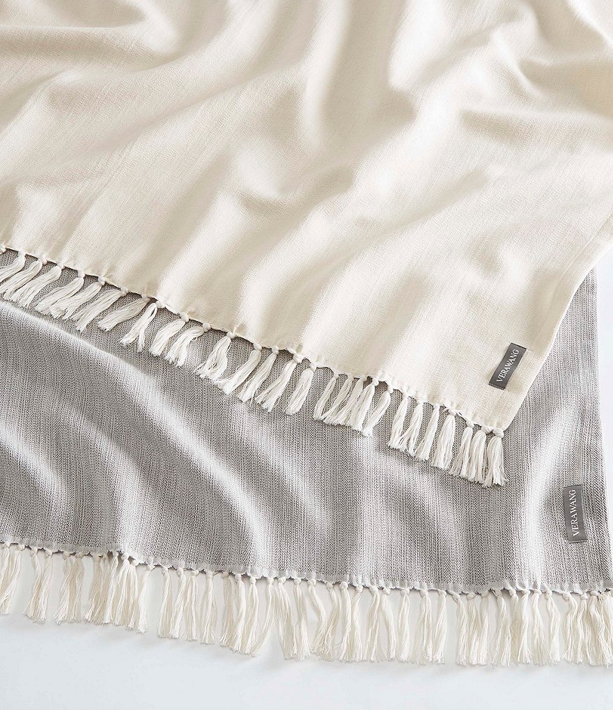 Vera Wang Twill Fringe Throw