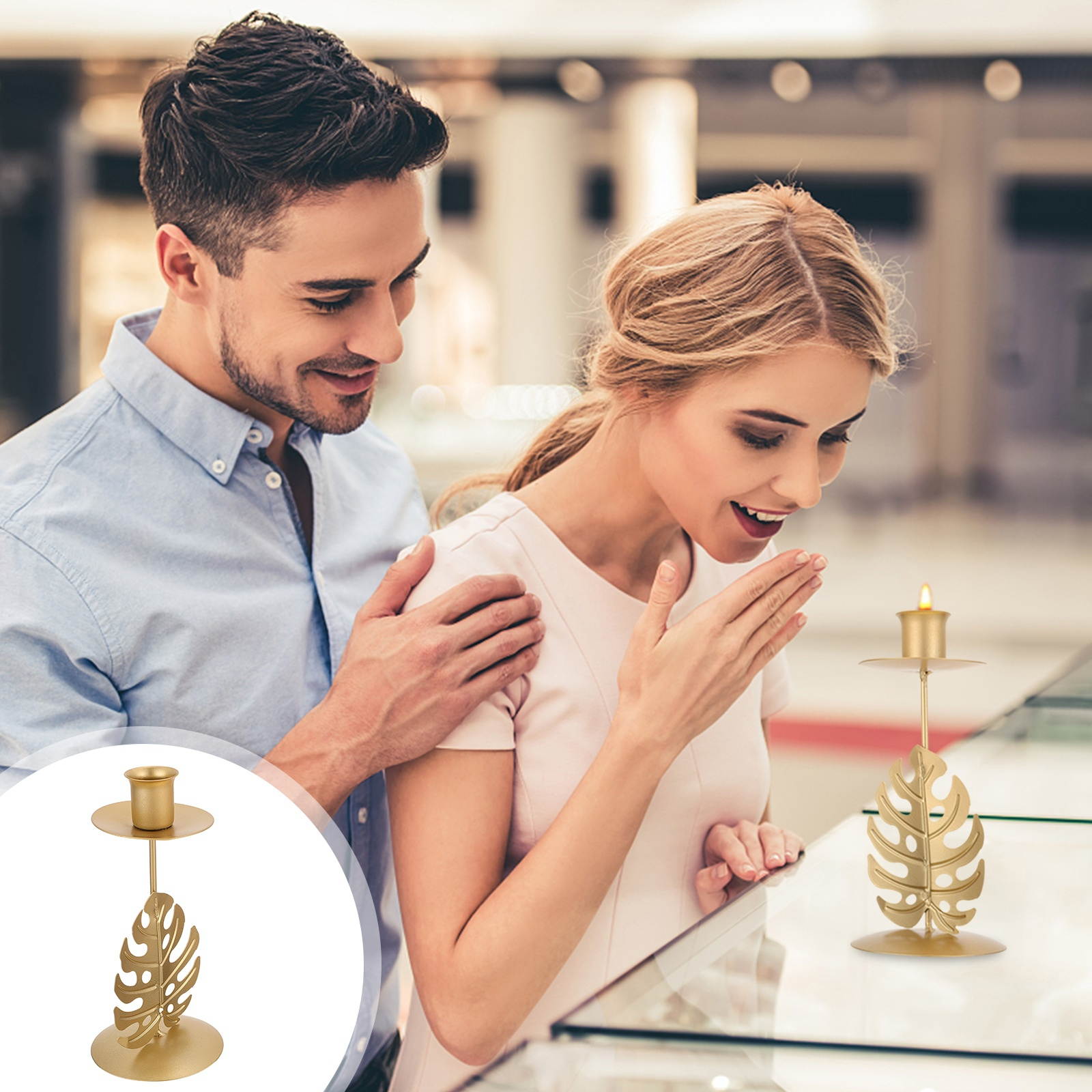 1Pc Hollowed Candle Stand Ironwork Candleholder Leaf Shaped Candleholder Romantic Candlestick for Decor Home