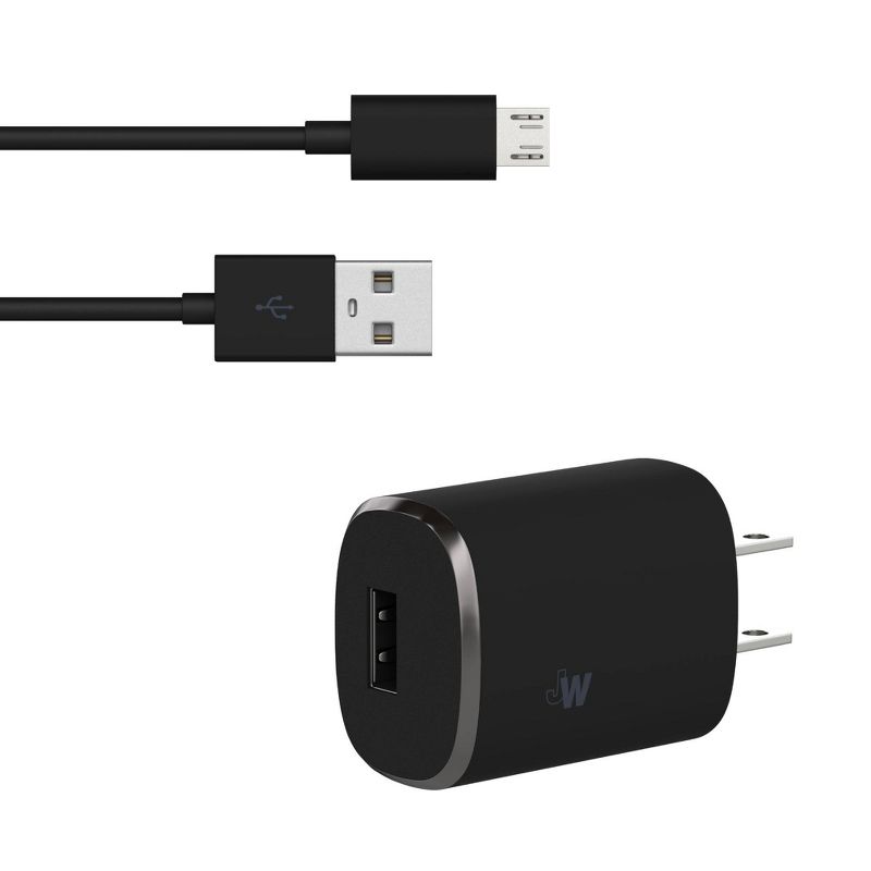 Just Wireless 1.0A/5W 1-Port USB-A Home Charger with 6ft TPU Micro USB to USB-A Cable - Black
