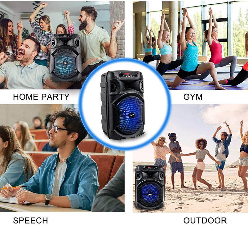 PA Speaker System Portable Karaoke Machine INFI Audio Bluetooth Speaker with Wired Microphone Remote Control LED Display USB Charging for Outdoor Party for A