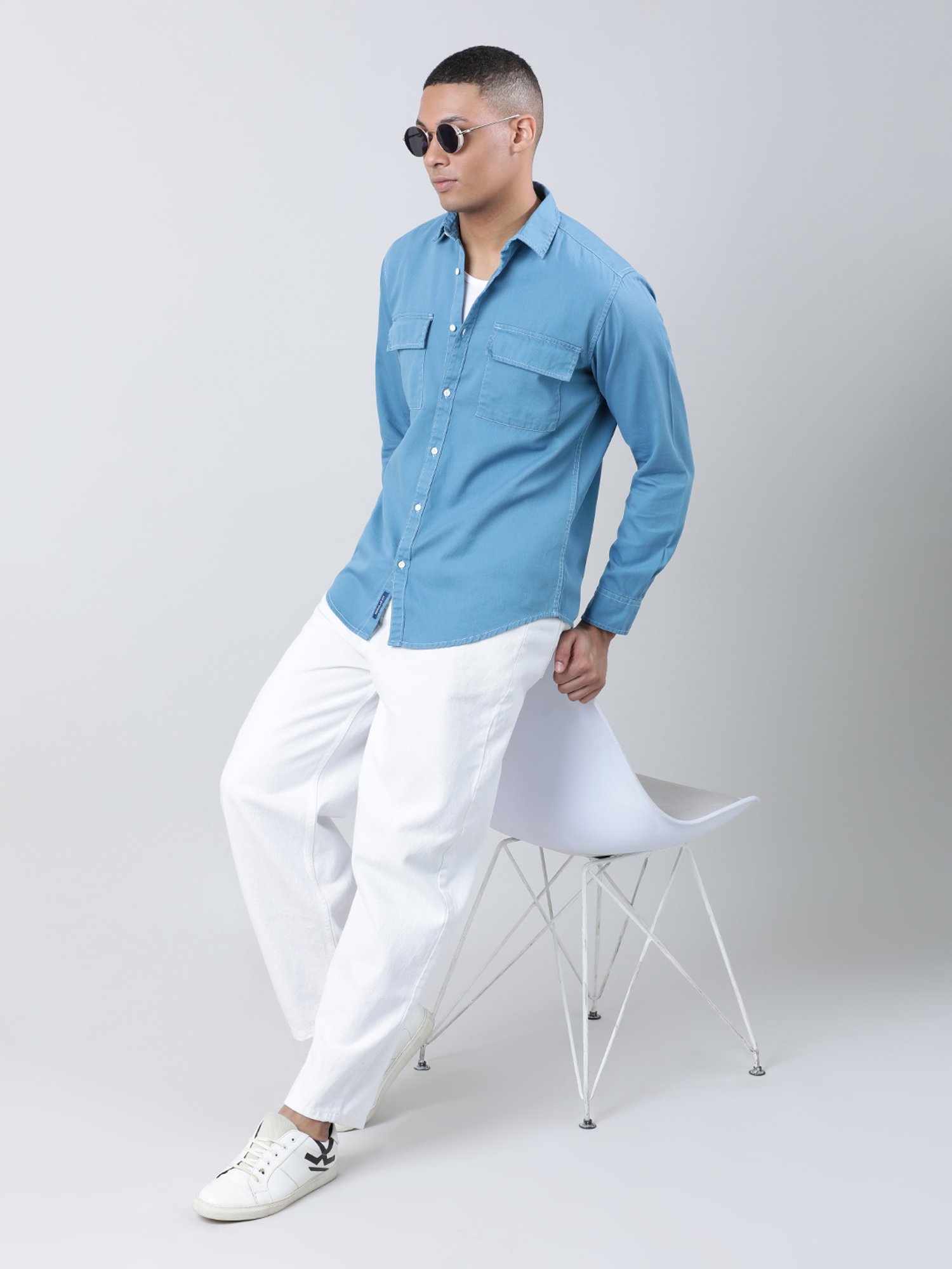 Bene Kleed Blue Regular Fit Cotton Shirt