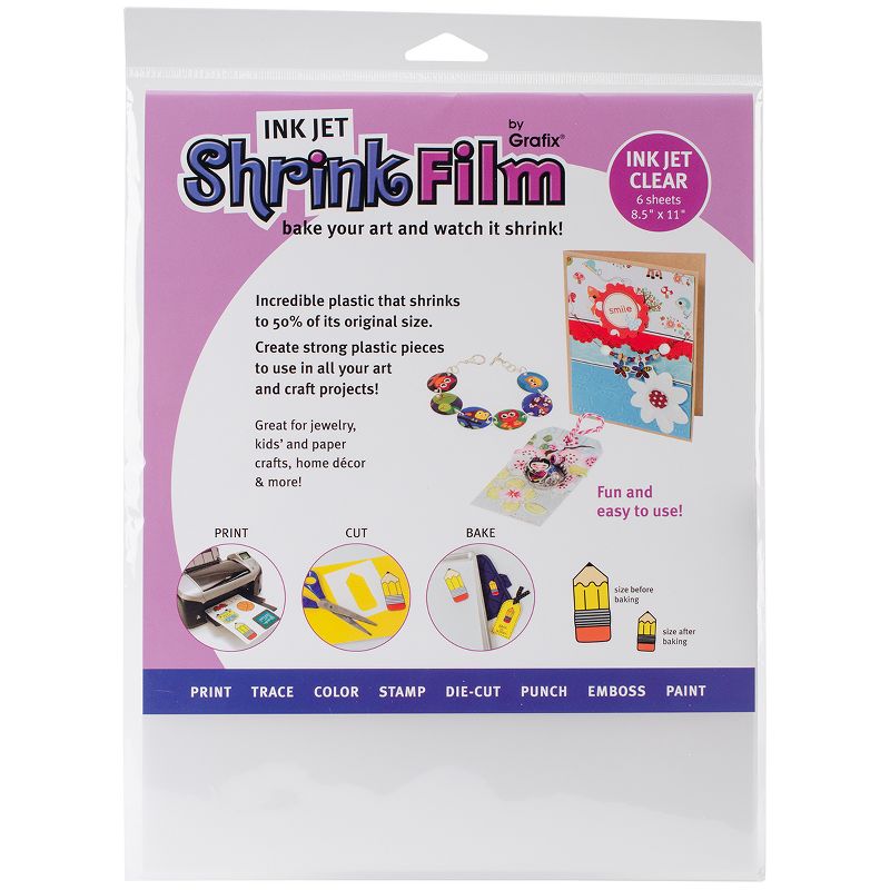 Grafix Ink Jet Shrink Film 8.5"X11" 6/Pkg-Clear