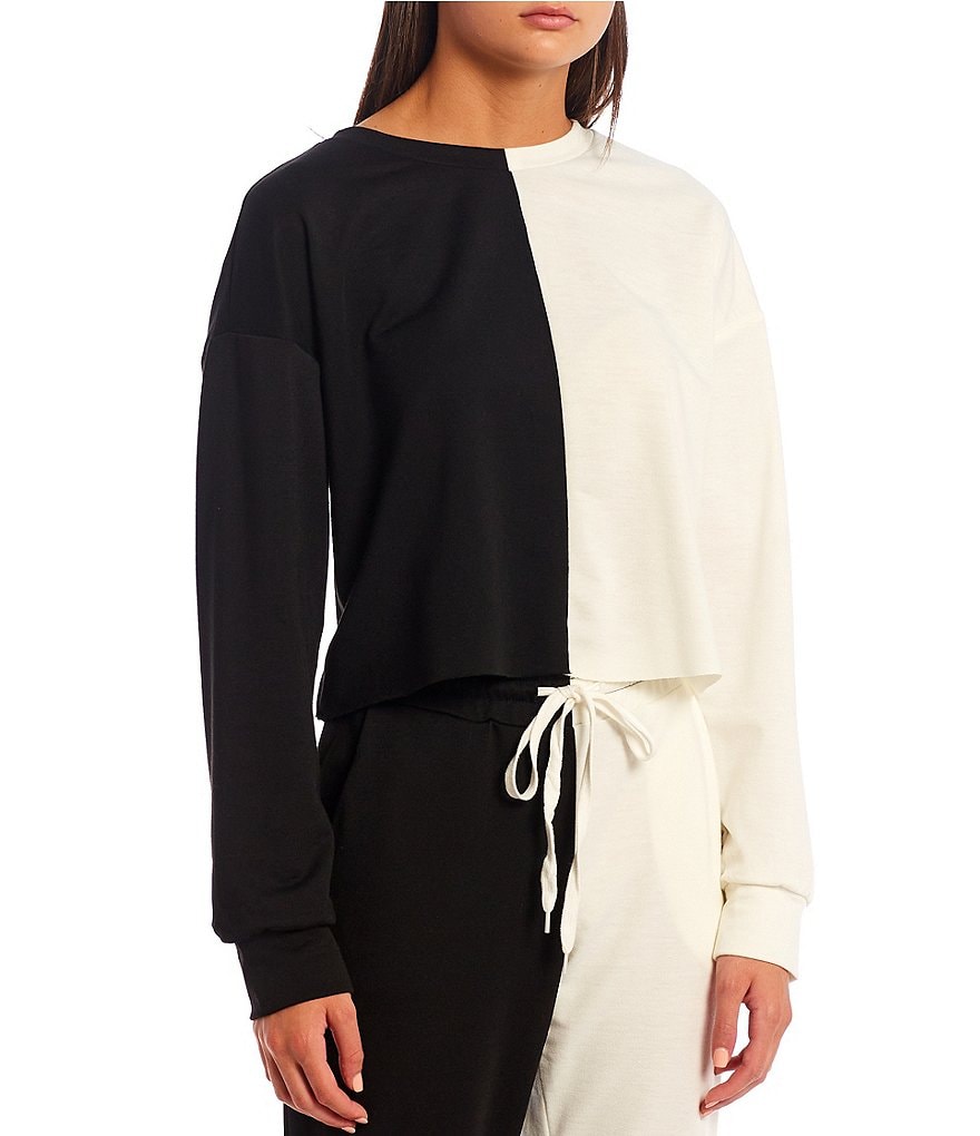 Honey & Sparkle Coordinating Colorblock Long Sleeve Cropped Pullover