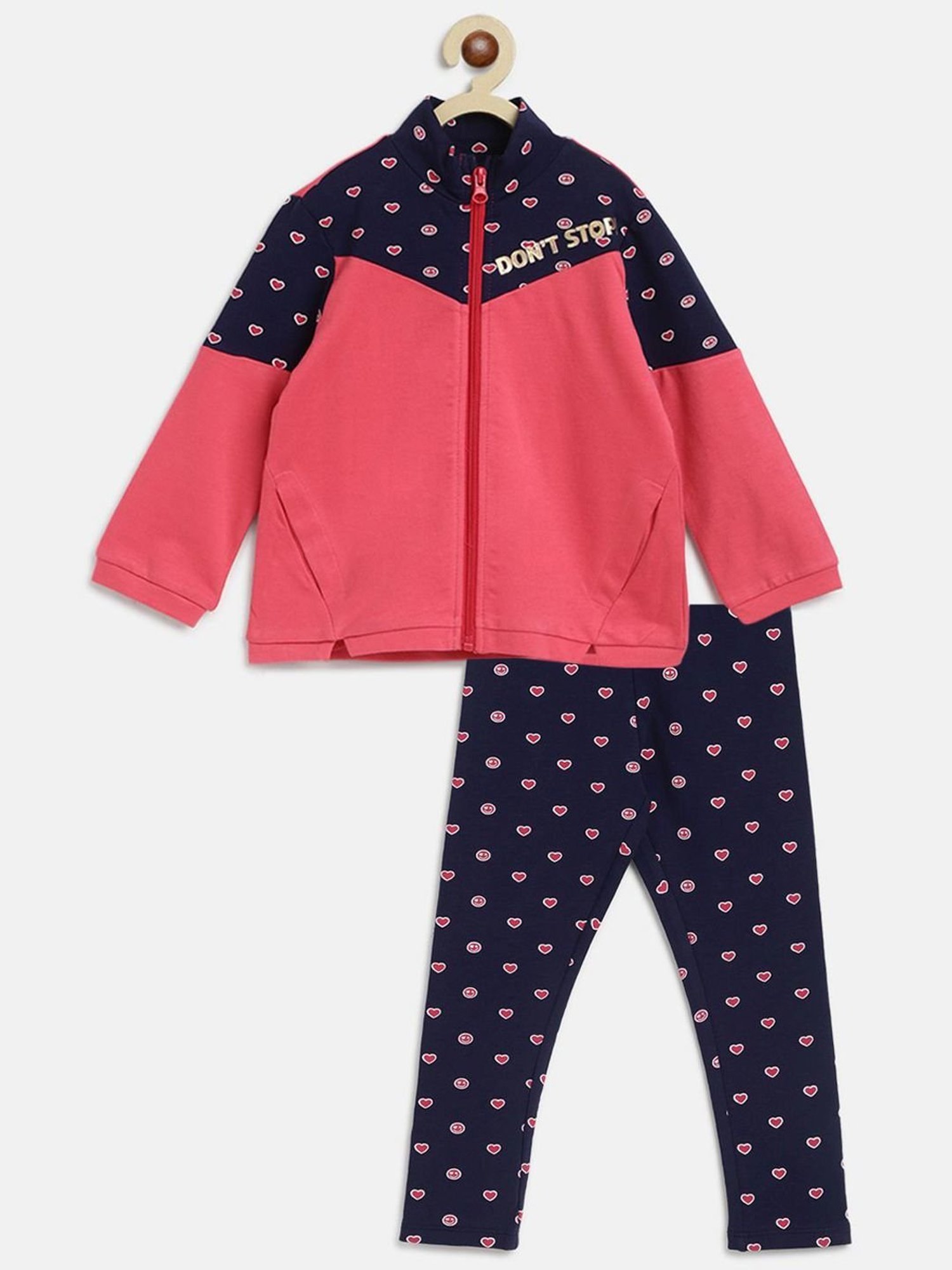 Chicco Kids Pink & Blue Printed Full Sleeves Jacket Set