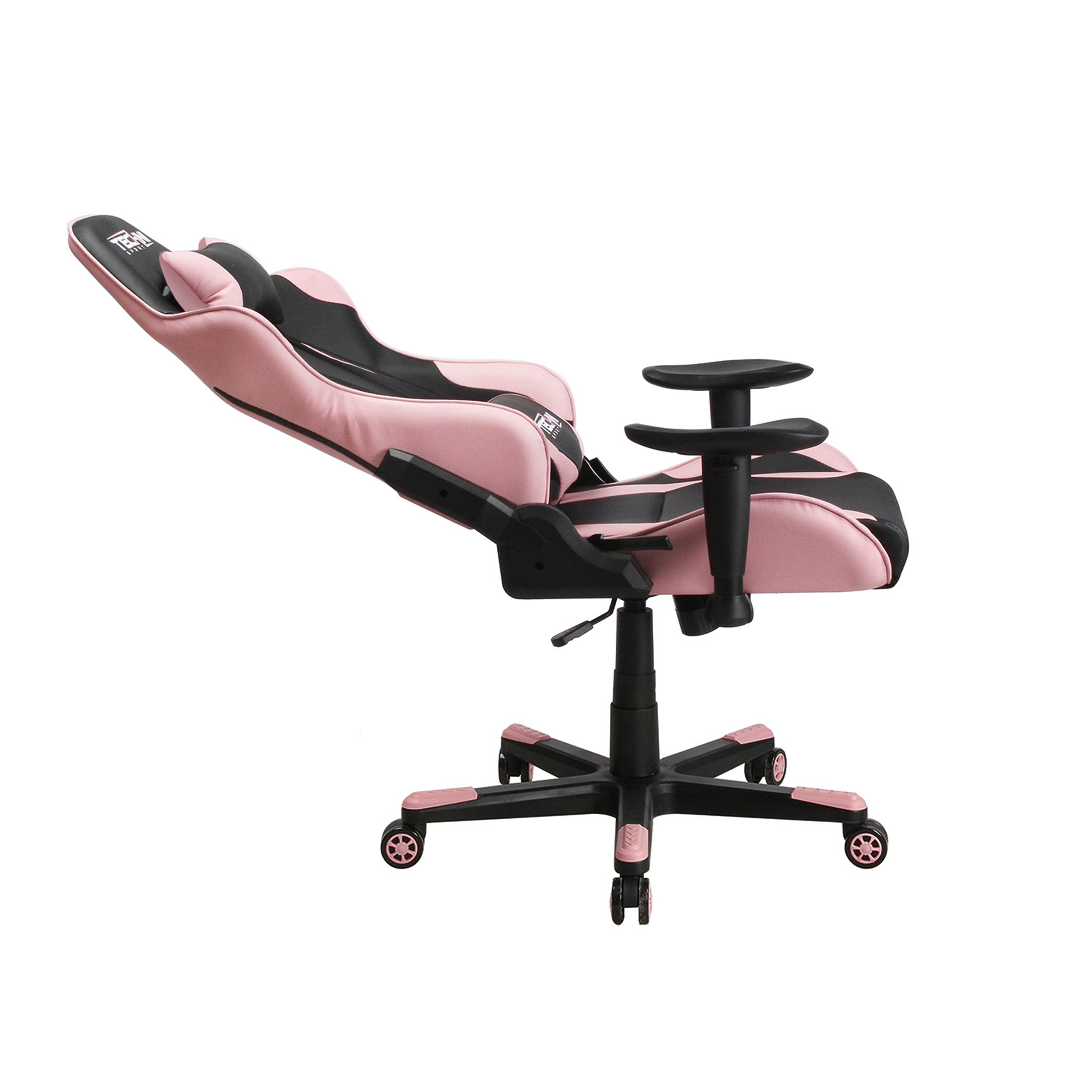 Techni Sport TS43 High Back Racing Chair with Padded Arms, PC Gaming Chair with Height and Tilt Adjustment, Pink