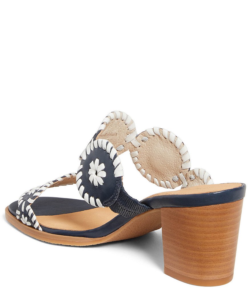 Jack Rogers Lauren Leather Block Heel Slide Dress Sandals