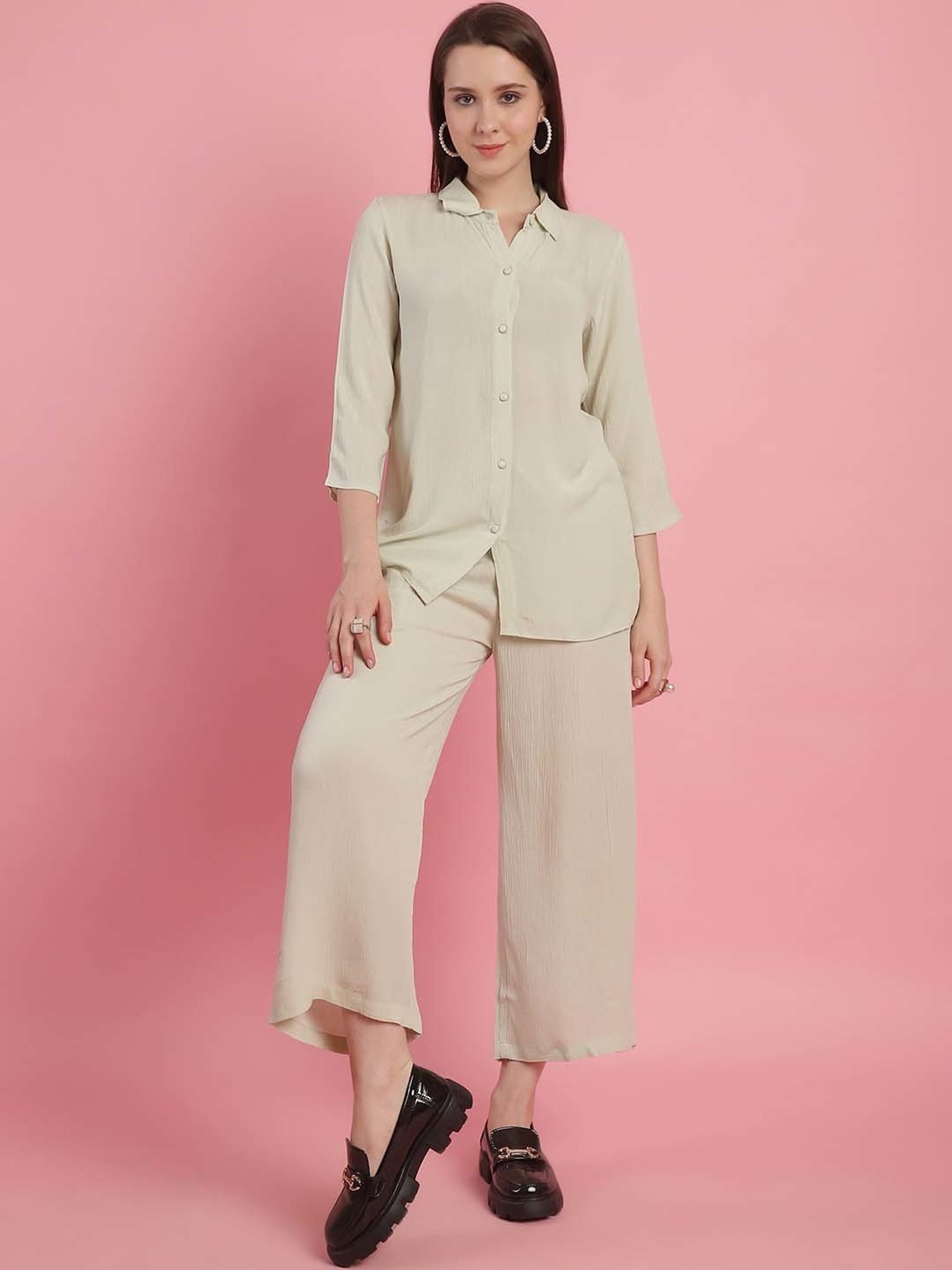 Melon by PlusS Blue Printed Shirt Pant Set