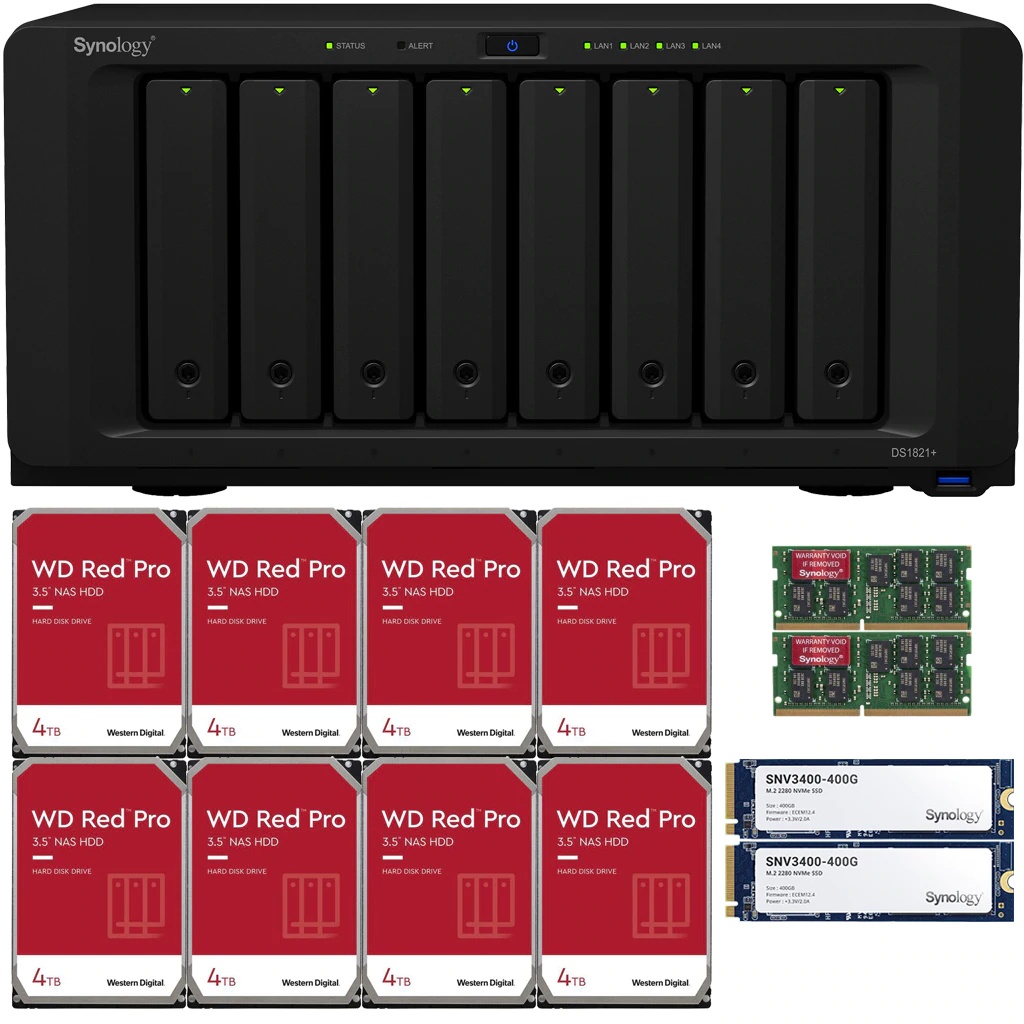 Synology DS1821+ DiskStation with 8GB RAM and 112TB (8 x 14TB) of Western Digital PRO NAS Drives and 800GB (2x400GB) NVME Cache Fully Assembled and Tested By CustomTechSales