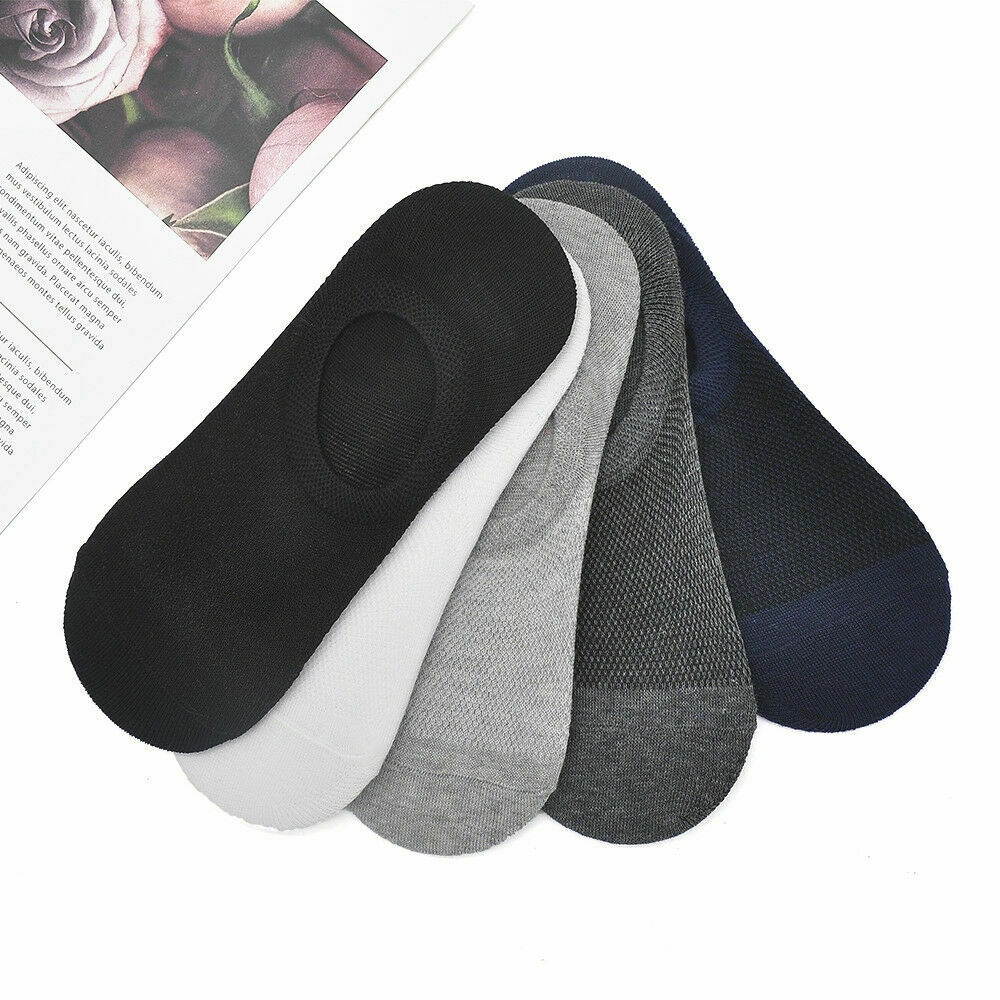 3-12 Pairs Men Invisible No Show Nonslip Loafer Low Cut Solid Cotton Socks 9-13