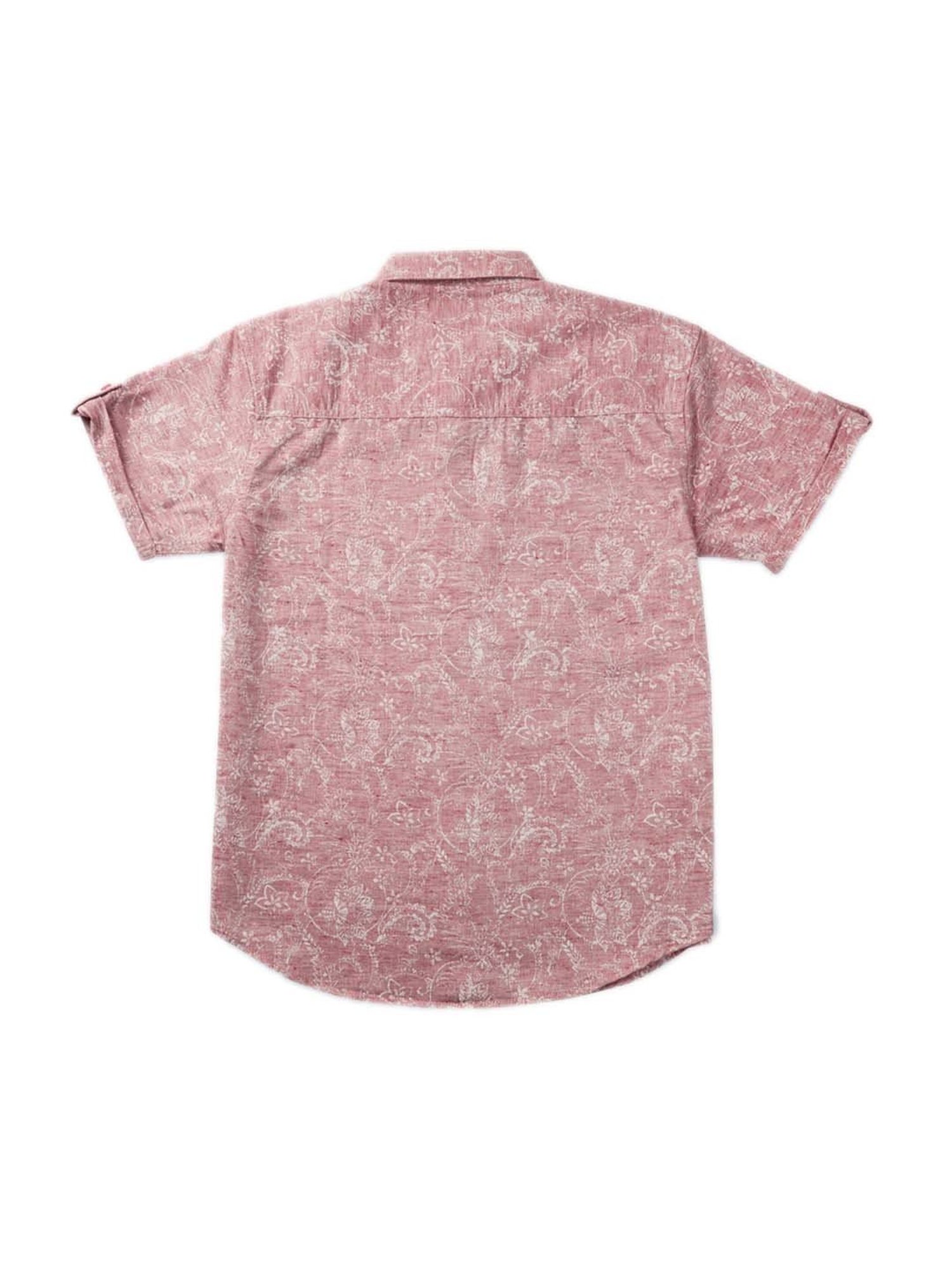Gini & Jony Kids Peach Cotton Printed Shirt