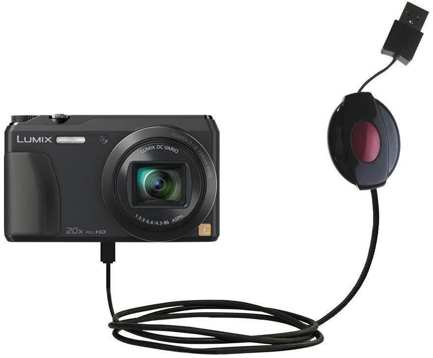 Gomadic compact and retractable USB Charge cable for Panasonic Lumix DMC-TZ55/TZ56 - USB Power Port Ready design and uses TipExchange