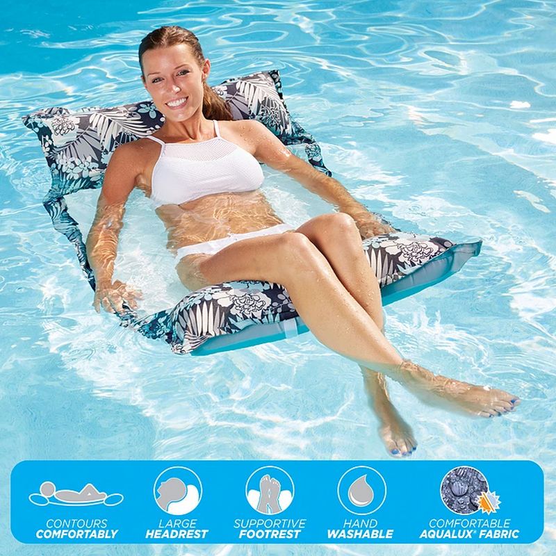 Aqua Leisure Premium Deluxe Monterey 4-in-1 Hammock, Lounger, Drifter, and Saddle Inflatable Beach Pool Float Chair, Antigua Blue