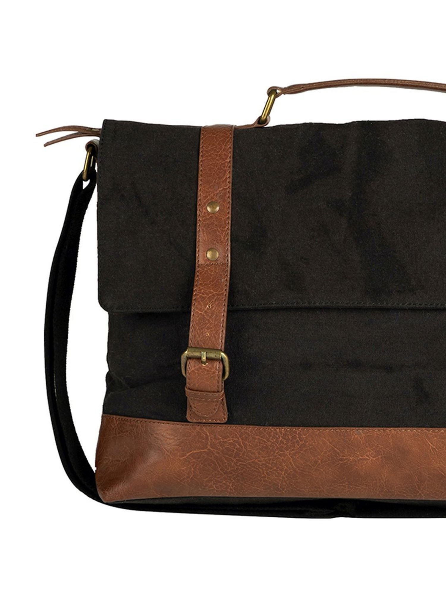 Mona B Brown Canvas Medium Messenger Bag