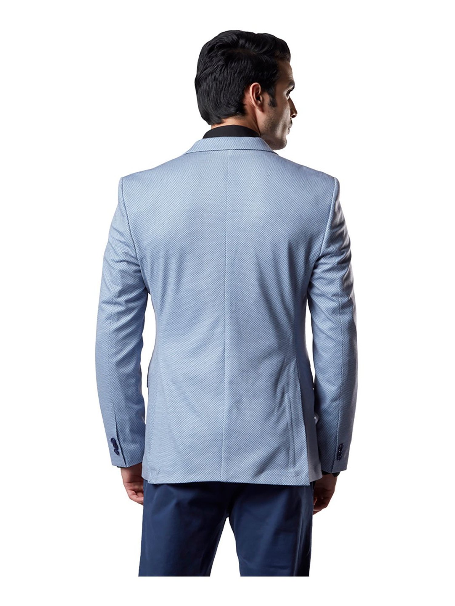 Raymond Medium Blue Self Print Blazer
