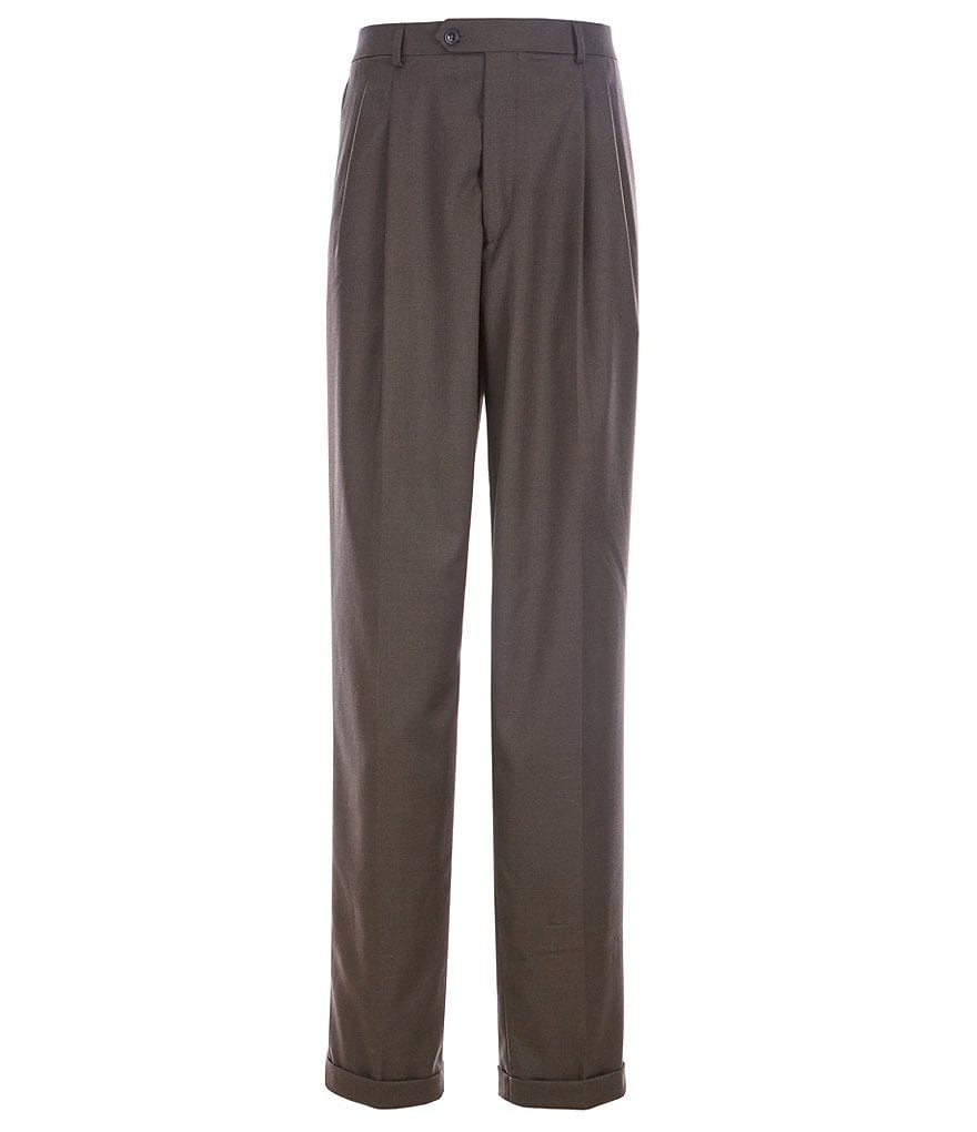 Roundtree & Yorke TravelSmart Ultimate Comfort Easy Care Sharkskin Pleated Dress Pants