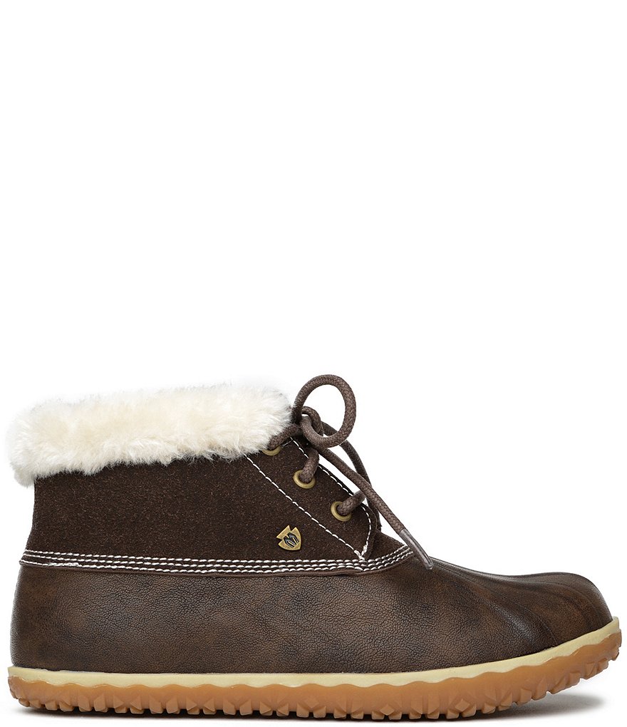 Minnetonka Women's Tega Water-Resistant Faux Fur Trim Ankle Booties